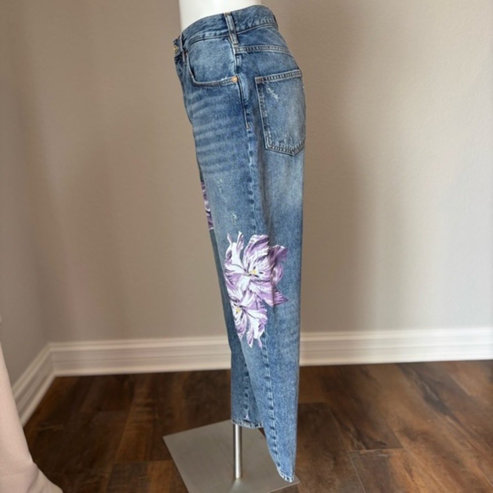 Scotch & Soda‎ The Bay Purple Floral Distressed Organic Cotton Boyfriend Jeans - Picture 2 of 16